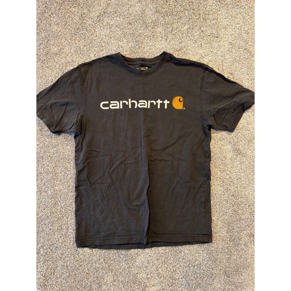 Carhartt T-Shirt Mens M Black Graphic Logo Loose Fit Short Sleeve Workwear Tee *